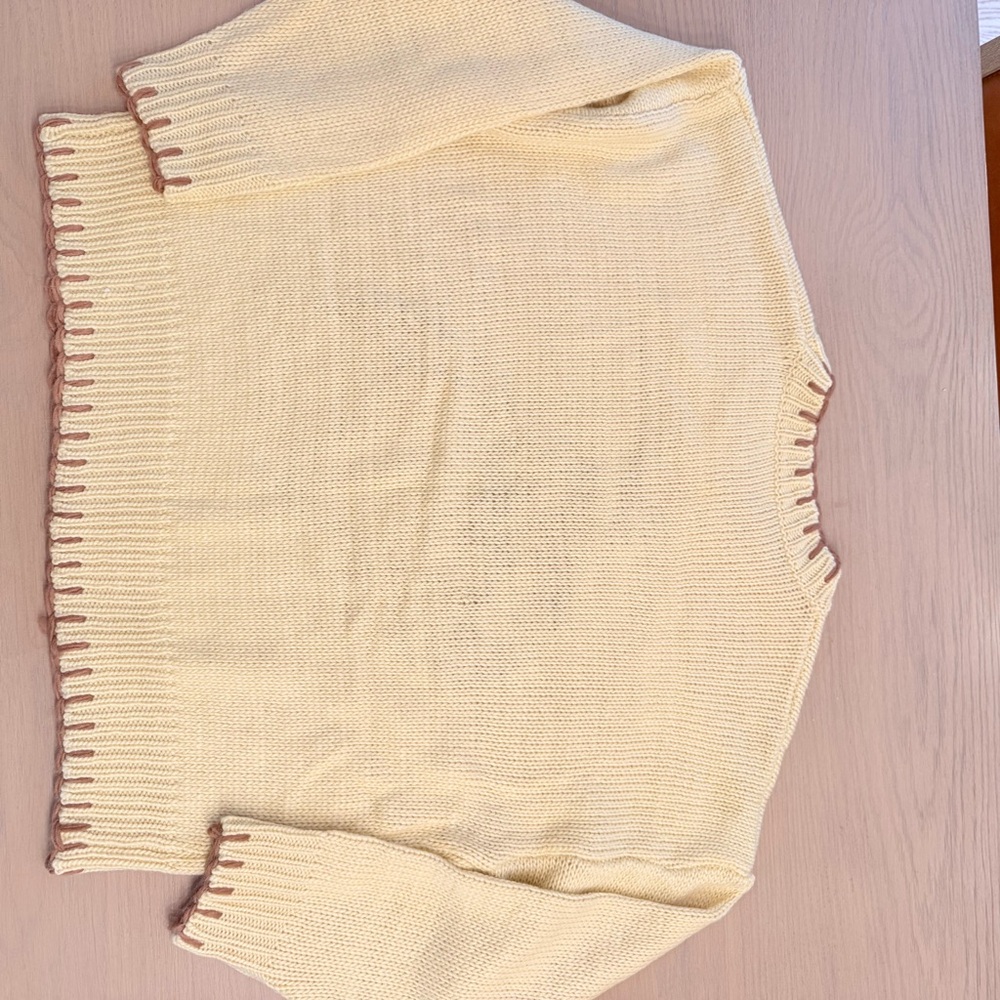 Bailey Rose Cream Yellow Lucky Baby rodeo horse Brown Trim sweater size M - NWT - Picture 4 of 4